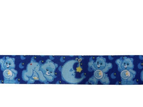 Lint blauw beertje &amp; maan 22mm p/m