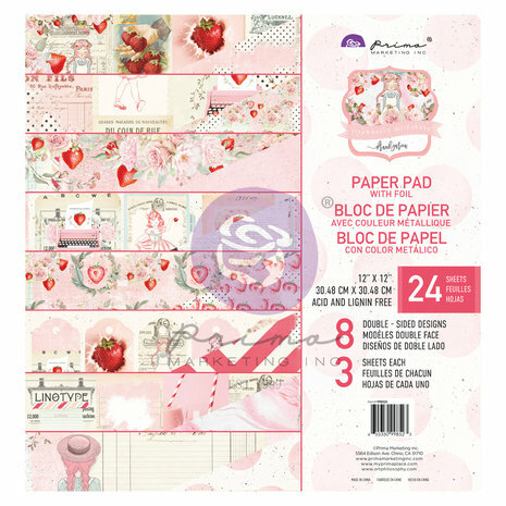 Paper pad 30.5x30.5cm Strawberry milkshake p/24vel