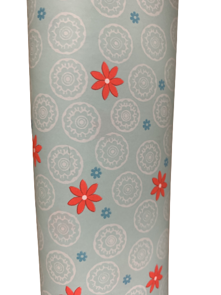 Inpakpapier bloem oranje 70cm p/2mtr blauw