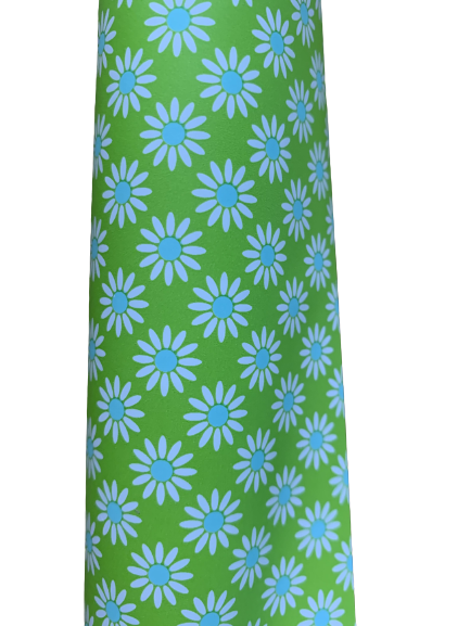 Inpakpapier bloem groen 70cm p/2mtr oranje