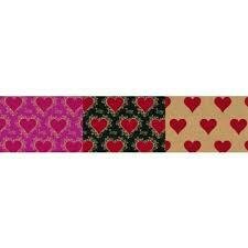 Inpakpapier paars hart 70cm p/2mtr goud