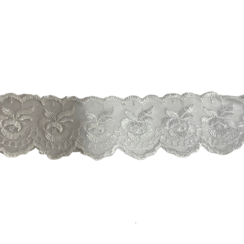 Kant 2 zijden schulp 4cm p/m wit