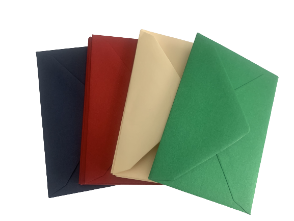Envelop assorti groen/creme/rood/zwart 7x10cm p/10st 