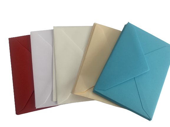 Envelop assorti lblauw/rood/creme/wit 7x10cm p/10st 