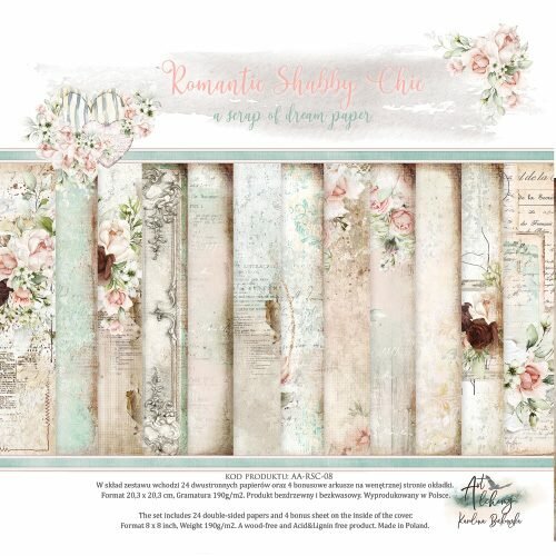 Paper pad 20.3x20.3cm Romantic shabby chic p/24vel