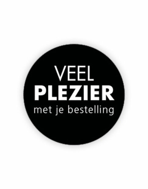 Stickers Veel plezier met je bestelling zwart 35mm p/20st 