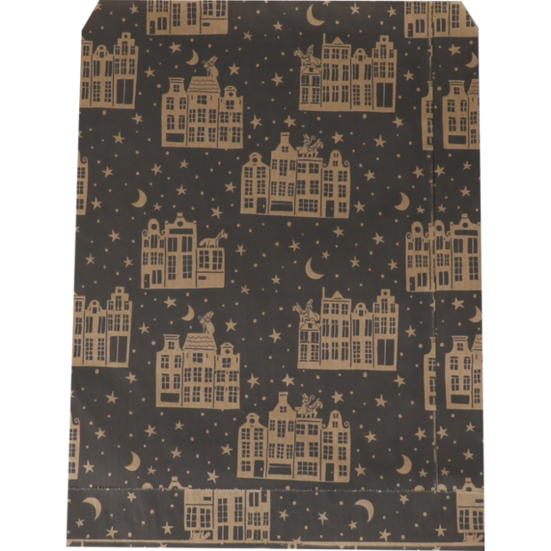 Zakken Sinterklaas kraft 18x25cm zwart p/25st