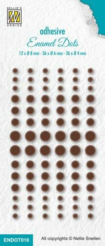 Enamel dots bruin p/set 