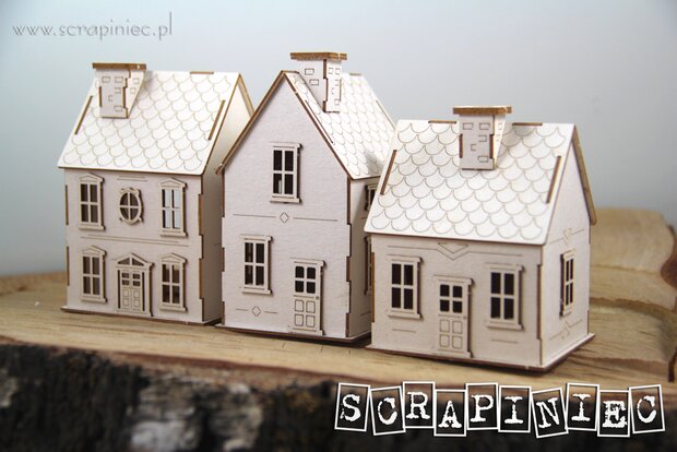 Chipboard Tiny Village 3D 9x5.5x6cm p/set