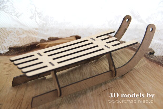 Chipboard Houten slee groot 12x8x1.5cm p/st