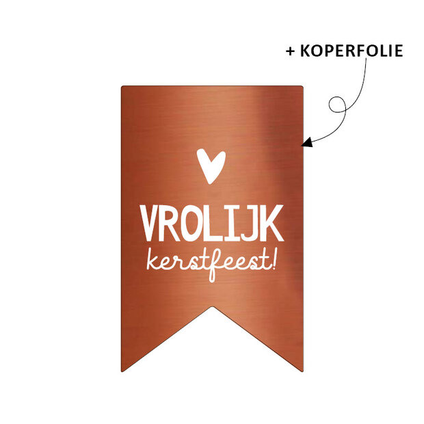 Sticker Vrolijk kerstfeest vaan 35x55mm p/20st koper