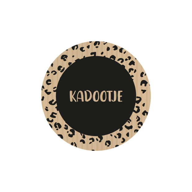 Stickers kraft kadootje tijger 45mm p/20st kraft/zwart