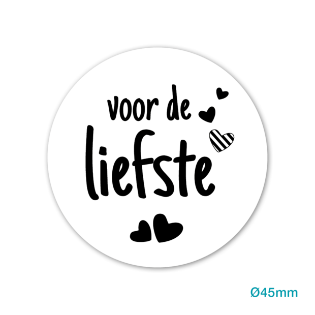 Stickers wit voor de liefste 45mm p/20st wit/zwart