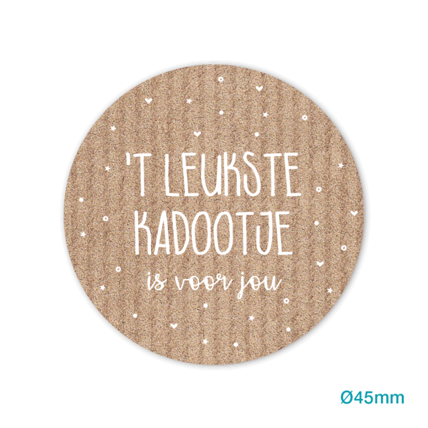 Stickers kraft leukstse kadootje 45mm p/20st kraft/wit
