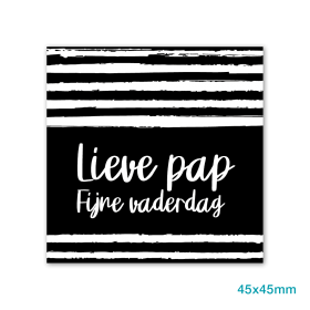 Stickers wit lieve pap fijne vaderdag 45x45mm p/20st wit/zwart