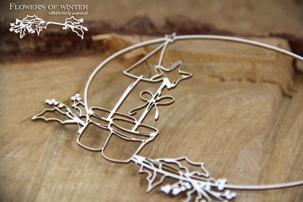 Chipboard Winter bloemen frame 7x8cm p/st