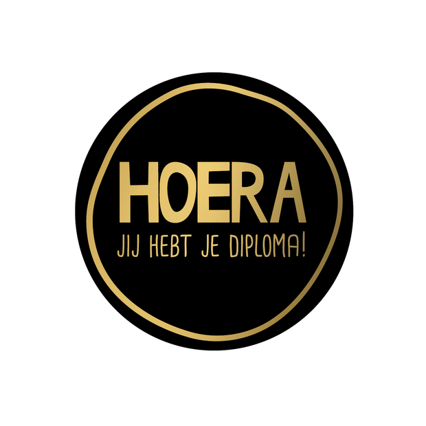 Sticker hoera diploma 40mm p/20st 