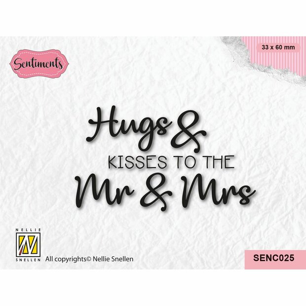Clear stamp Sentiments Hugs &amp; Kisses p/st