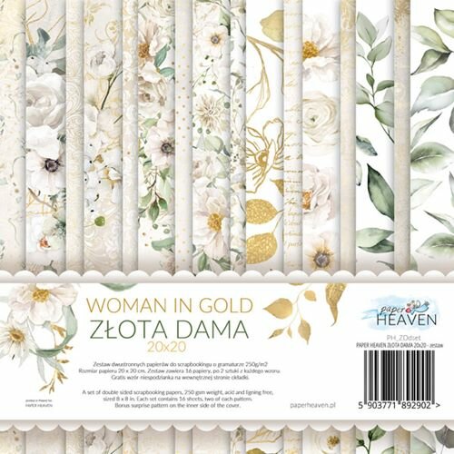 Paper pad 20x20cm Woman in gold p/16vel