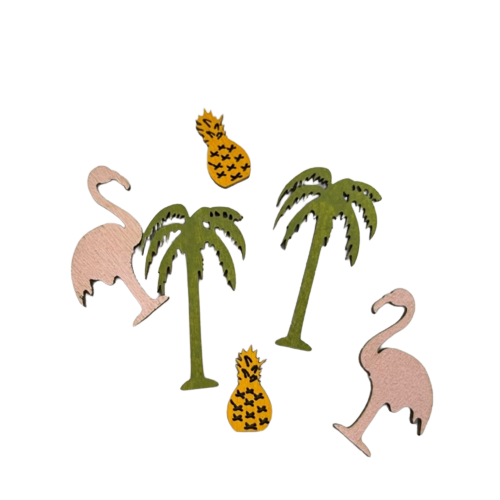 Plakker houten Beach flamingo 2-4cm p/6st