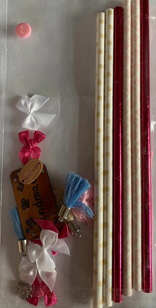 Accessoire set fuchsia/wit p/21st