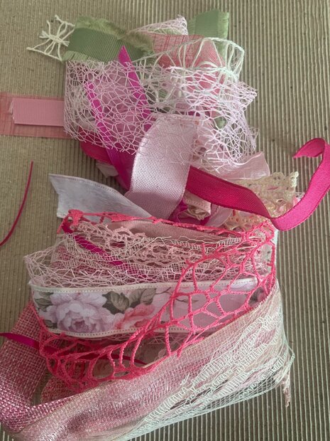 Lintenset fuchsia/wit 50cm p/24st