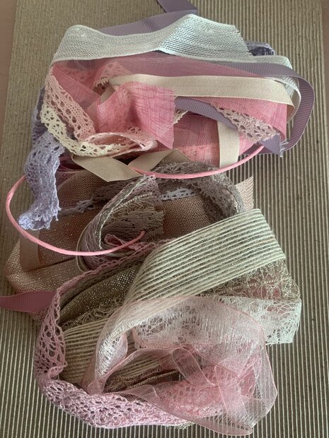 Lintenset roze/lila/creme 50cm p/24st