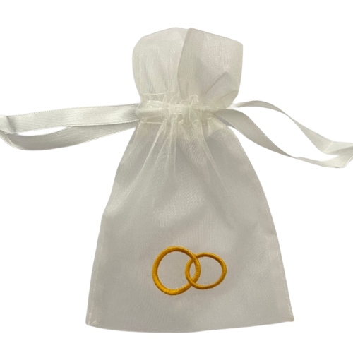 Zakken ivoor 10x15cm p/st organza met ringen
