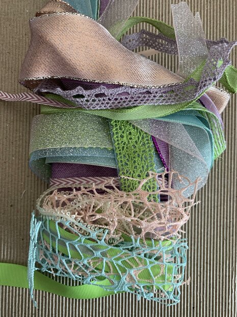 Lintenset paars/groen/roze 50cm p/24st