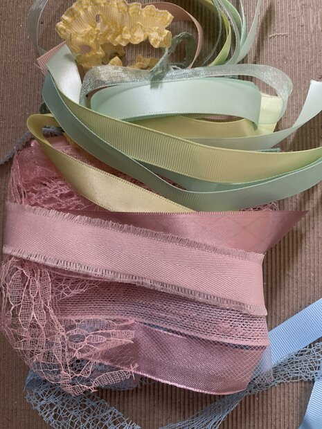 Lintenset roze/groen/lichtblauw 50cm p/24st