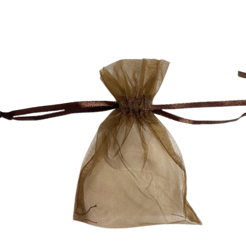 Zakken bruin 7.5x10cm p/5st organza