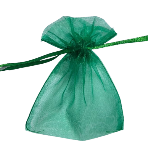 Zakken fles groen 7.5x10cm p/5st organza
