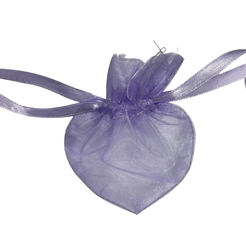 Zakken lila 5x8cm p/st organza hartjes 