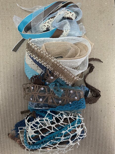 Lintenset petrol/blauw/bruin 50cm p/24st