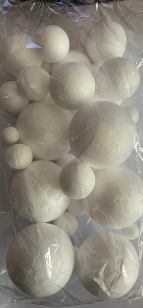 Piepschuimbollen Assorti zakje 1.2-3.5cm p/30st