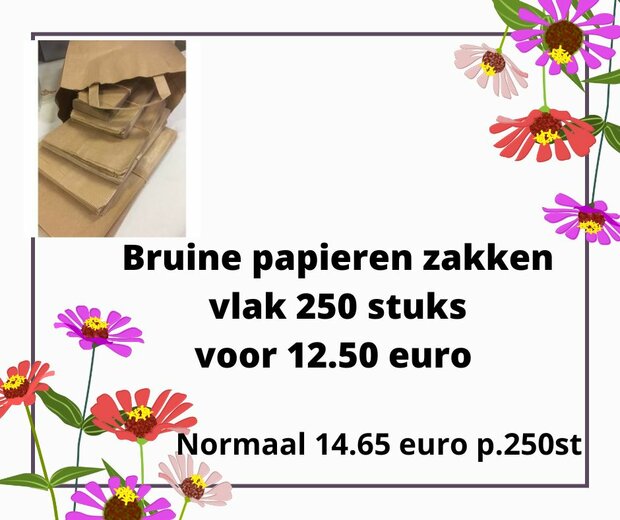 Beursaanbieding 15: bruine vlakke zakken 5 afmetingen p/250st