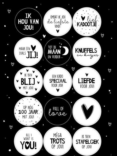 Stickervel Liefde zwart/wit A5 p/vel
