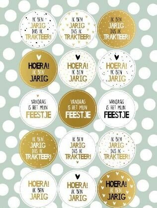 Stickervel Trakteren goud/wit A5 p/vel