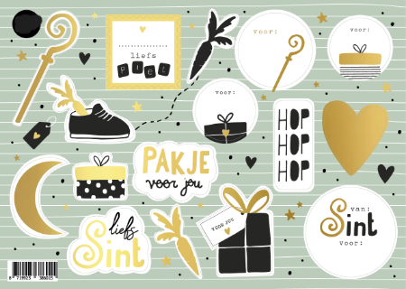 Stickervel Sinterklaas pakje A5 p/vel