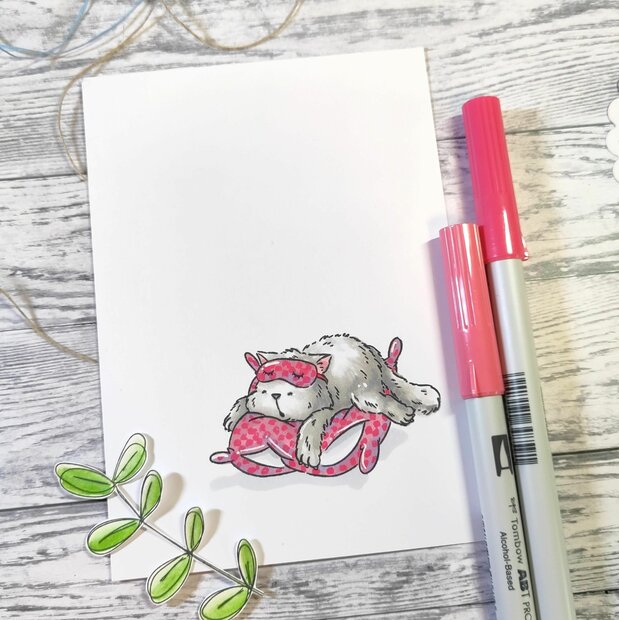 Stamp slapend cuddle time 70x41mm p/st