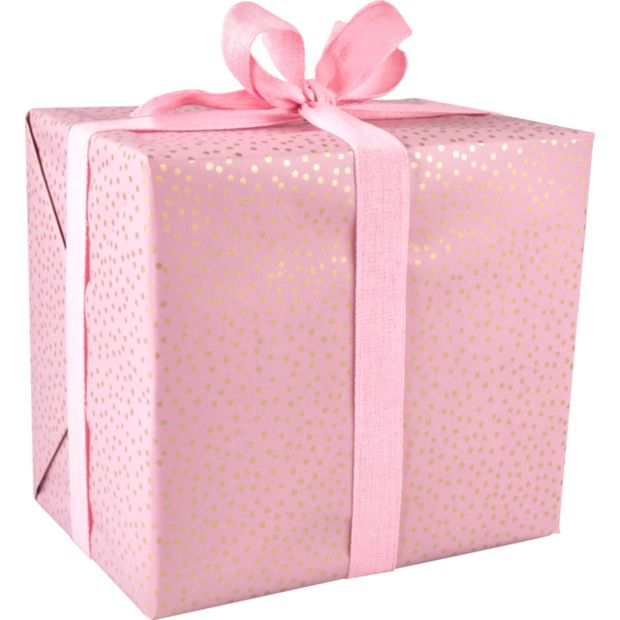 Inpakpapier Dots roze/goud 30cm p/5mtr