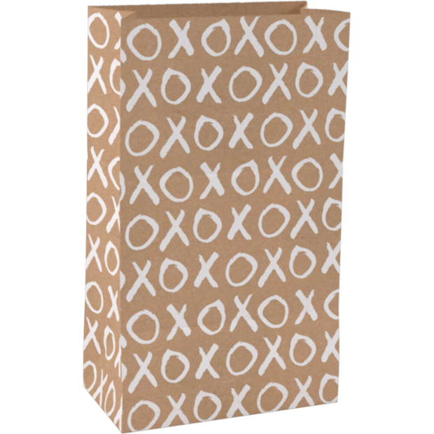 Zakken XOXO kraft 18/10x31cm p/10st blokbodem 
