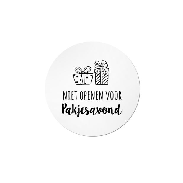 Sticker wit Niet openen voor pakjesavond 45mm p/20st 
