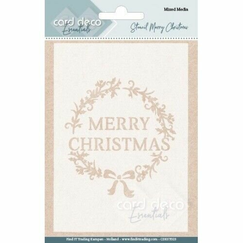 Stencil Merry Christmas krans 14.8x10.5cm p/st