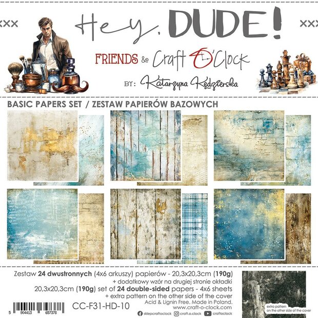 Basic Paper pad 20.3x20.3cm Hey Dude! p/24vel