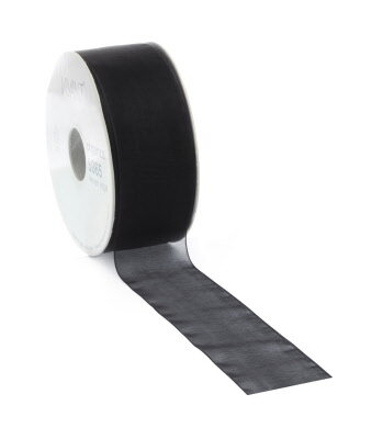 Lint organza 30mm p/5m zwart
