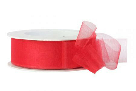 Lint organza 30mm p/5m rood