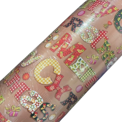 Inpakpapier Merry Christmas Letters 30cm p/5mtr