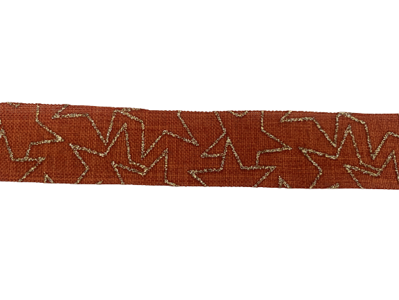 Lint oranje 25mm p/15mtr goud ster 