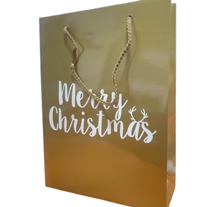 Draagtas Merry Christmas Goud 26x10x35cm p/st